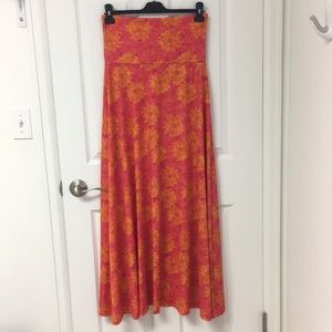 LuLaRoe XS Maxi Skirt Pink with Orange & Yellow